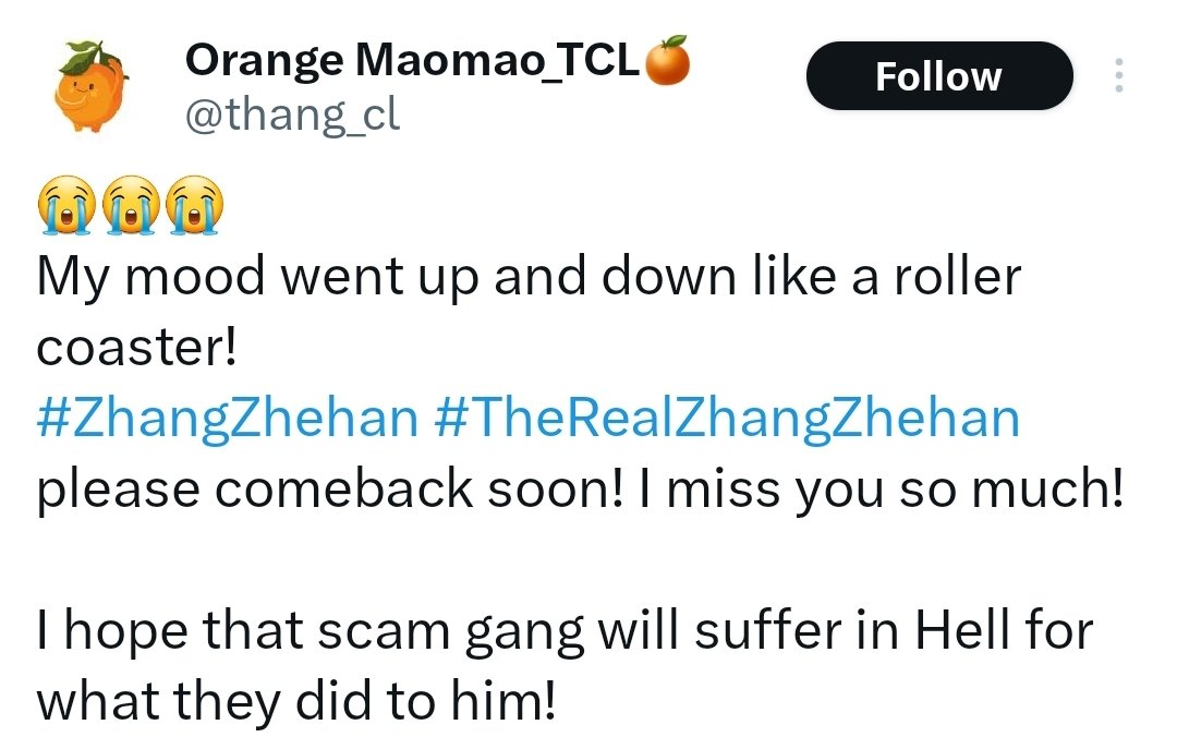 LoveLetters_ZZH's tweet photo. You know you are the scammer cult and antis in this reality right?

Thanks for cursing your own kind, we hope you will be gone soon for the harrassment and unnecessary pressure you have placed on #ZhangZhehan for the past 16 months since he returned last April https://t.co/gTMSUuPD0e