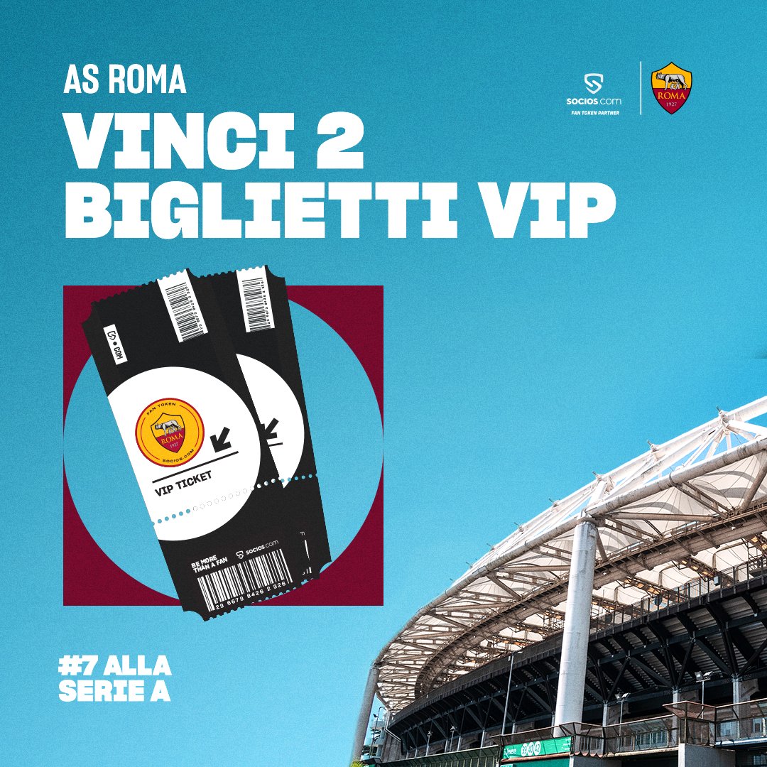 SociosItalia's tweet image. 🎟️ Vinci due biglietti per l’@OfficialASRoma 🎟️

✅ Segui @SociosItalia
✅ Retweet
✅ Commenta con #7allaSerieA