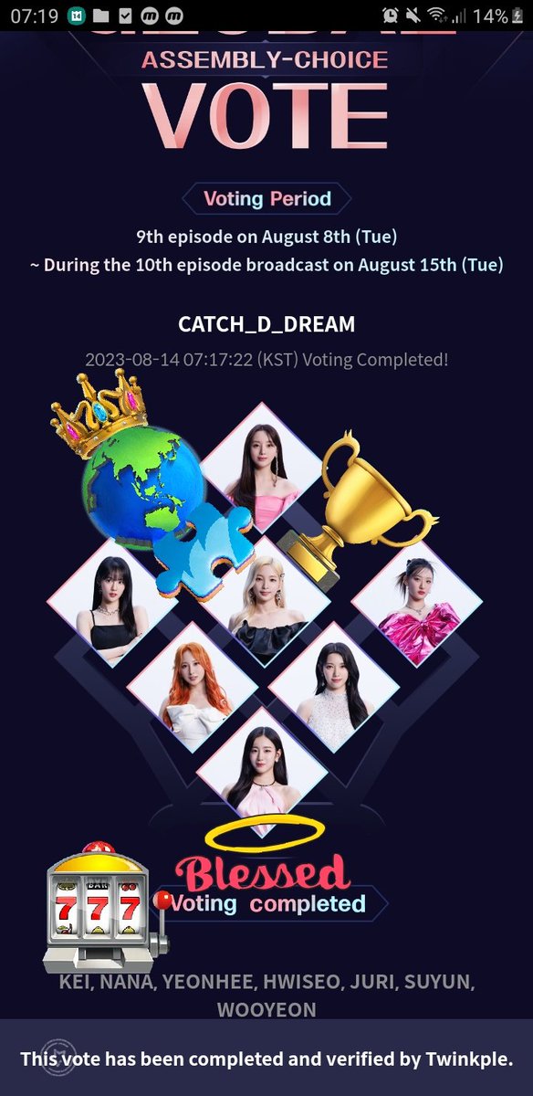 iriesta29's tweet photo. #QueendomPuzzle👑🧩#퀸덤퍼즐
#iR_VOTE 0814
Daily VOTE untill Final Episode
@mnetplus
#KEI #NANA #YEONHEE #JURI #SUYUN #WOOYEON #JIWOO
#케이 #나나 #연희 #휘서 #쥬리 #수윤 #우연
@Twinkple1
#i_GirlGroup
#i_LVLZ #i_우아 #i_RCPC
#김태연 #TAEYEON https://t.co/cqCrAjAXuK