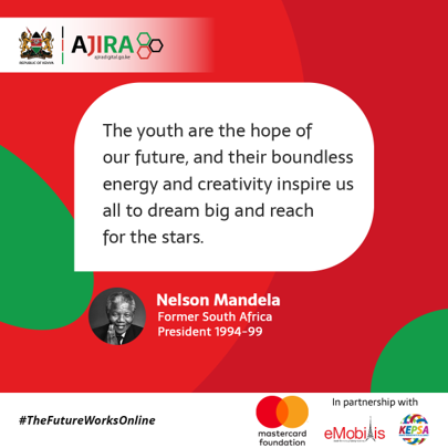 Let's kickstart this week with the knowledge that our incredible youth hold the key to a brighter tomorrow! We see you, and we're proud of you. Sign up for Free Training & Mentorship: ajiradigital.go.ke/#/training #OnlineWorkIsWork #TheFutureWorksOnline
