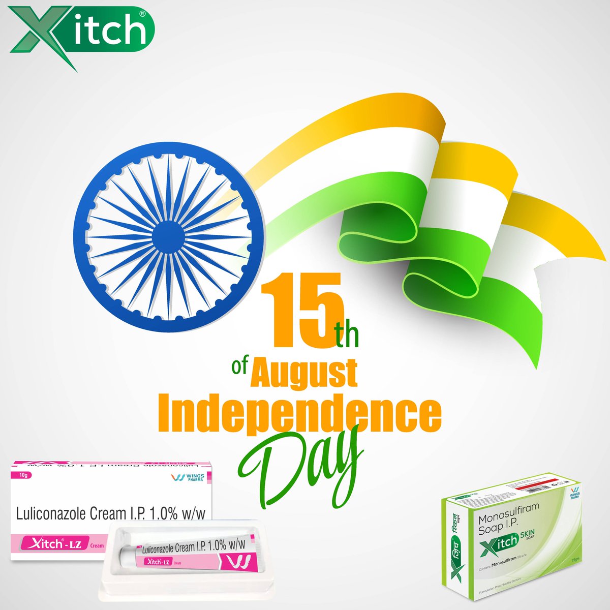 XitchRelief's tweet photo. Xitch Wishing you all a very Happy Independence Day 2023!

#IndependenceDay #IndependenceDay2023 #August15 #HappyIndependenceDay 
#Xitch #SkinSoap #itchrelief #Monosulfiram #skincare https://t.co/bF2BLGt6eW