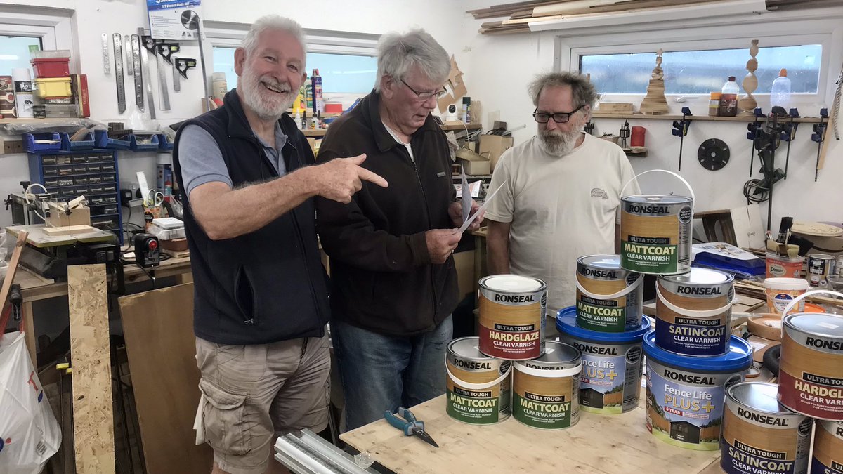 Thank you <a href="/Ronseal/">Ronseal UK & Ireland 🇬🇧 🇮🇪</a> a fantastic donation through <a href="/UKMensSheds/">UK Men’s Sheds Association</a> It will be well used in our new finishing room / wood store

<a href="/WestonFdn/">Garfield Weston Foundation</a> <a href="/RankFoundation/">The Rank Foundation</a> <a href="/TheSouthernCoop/">Southern Co-op</a> @CoSandown <a href="/AgeUKIW/">Age UK Isle of Wight</a> <a href="/agefriendlyisle/">Age Friendly Island</a> @HIWCF <a href="/WightAid/">WightAID</a> #ReduceIsolation #ReduceLonliness #MensSheds #iwnews