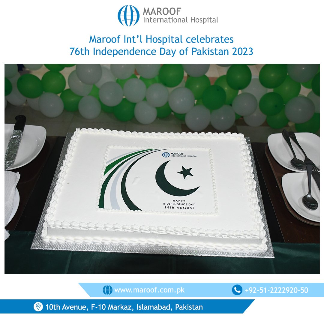 MaroofInt's tweet photo. Maroof Int'l Hospital celebrates 76th Independence Day of Pakistan 2023
.
.
.
.
.
.
.
.
#PakistansPride #IndependenceDay2023 https://t.co/TYXULeYv3S
