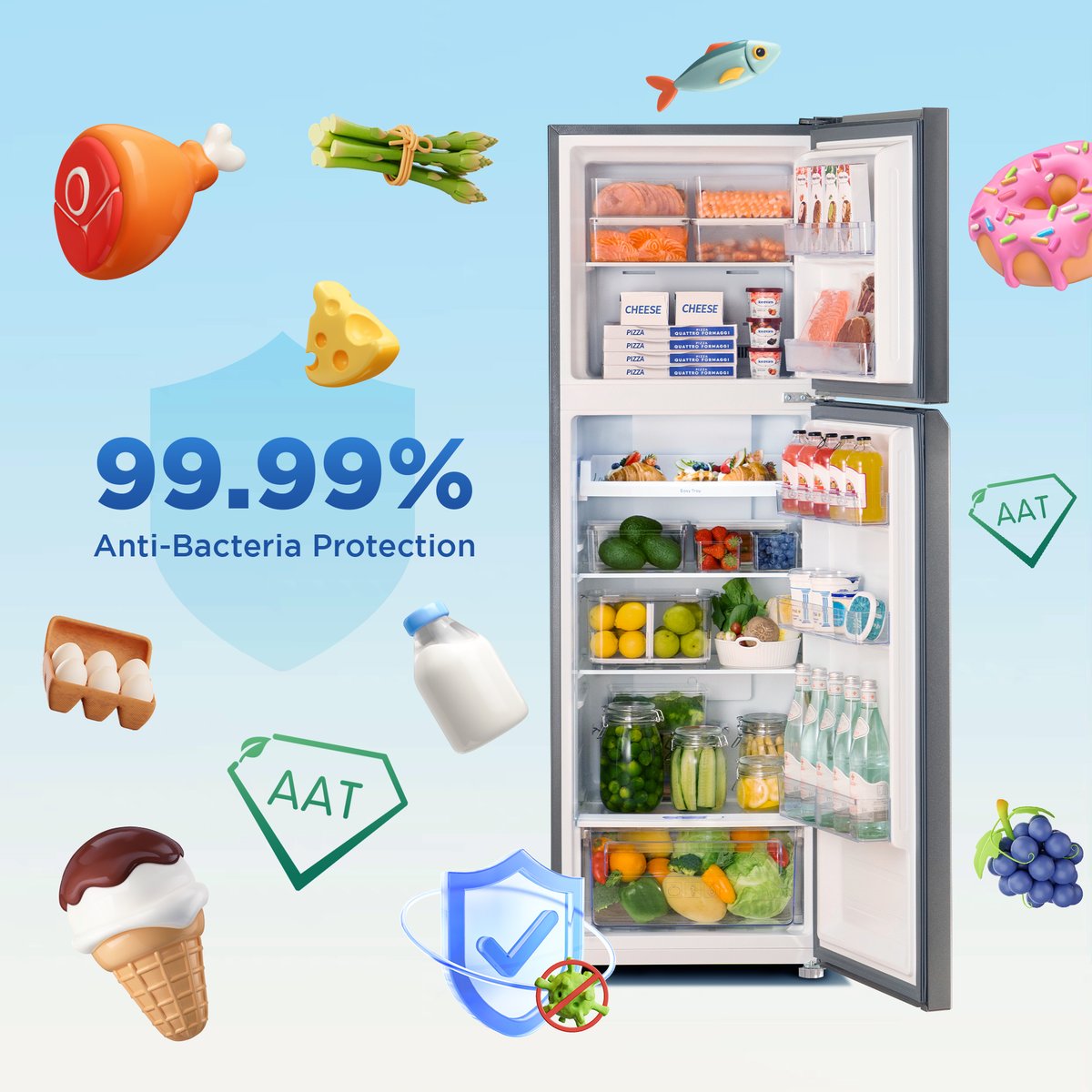 TCL_Global's tweet photo. #Bacteriostatic, #Purification, #Antioxidation, #Dustproofing.51 letters that equal a healthier, more hygienic way to keep your food fresher for longer. 🥑🥑
Stay fresh with the #P249TM #Refrigerator and AAT (Automatic Anion-releasing Technology) from #TCL #TCLINSPIREGREATNESS https://t.co/9RkLB6NSXJ