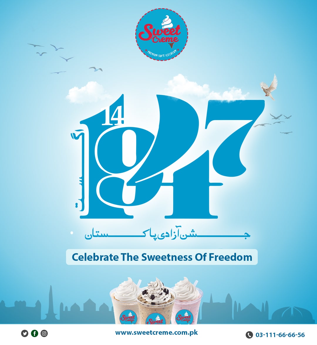 SweetCreme01's tweet photo. Sweet Creme wishes everyone a very Happy Independence Day. Celebrate the sweetness of freedom. Let's cherish this day of Happiness with our Sweet treats. 

Sweet Creme, A Proud Pakistani brand!

#IndependenceDay #IndependenceDaySpecial
#SweetCremeHappiness #ScoopUpJoy https://t.co/MgzrMeIlhQ