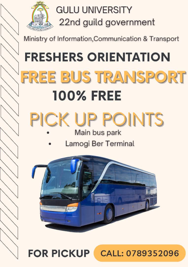 FrancisOk0t1's tweet photo. As the @22ndGUGuild of @GuluVarsity we have arranged for transportation Fo the Freshers from the city bus parks to the Main campus in Laroo. We would like to create an impact from day one. 𝐆𝖚𝖑𝖚 is Home away from Home.@JobWendo @odida_jackson @miriam_nampeera https://t.co/kycyrito7g