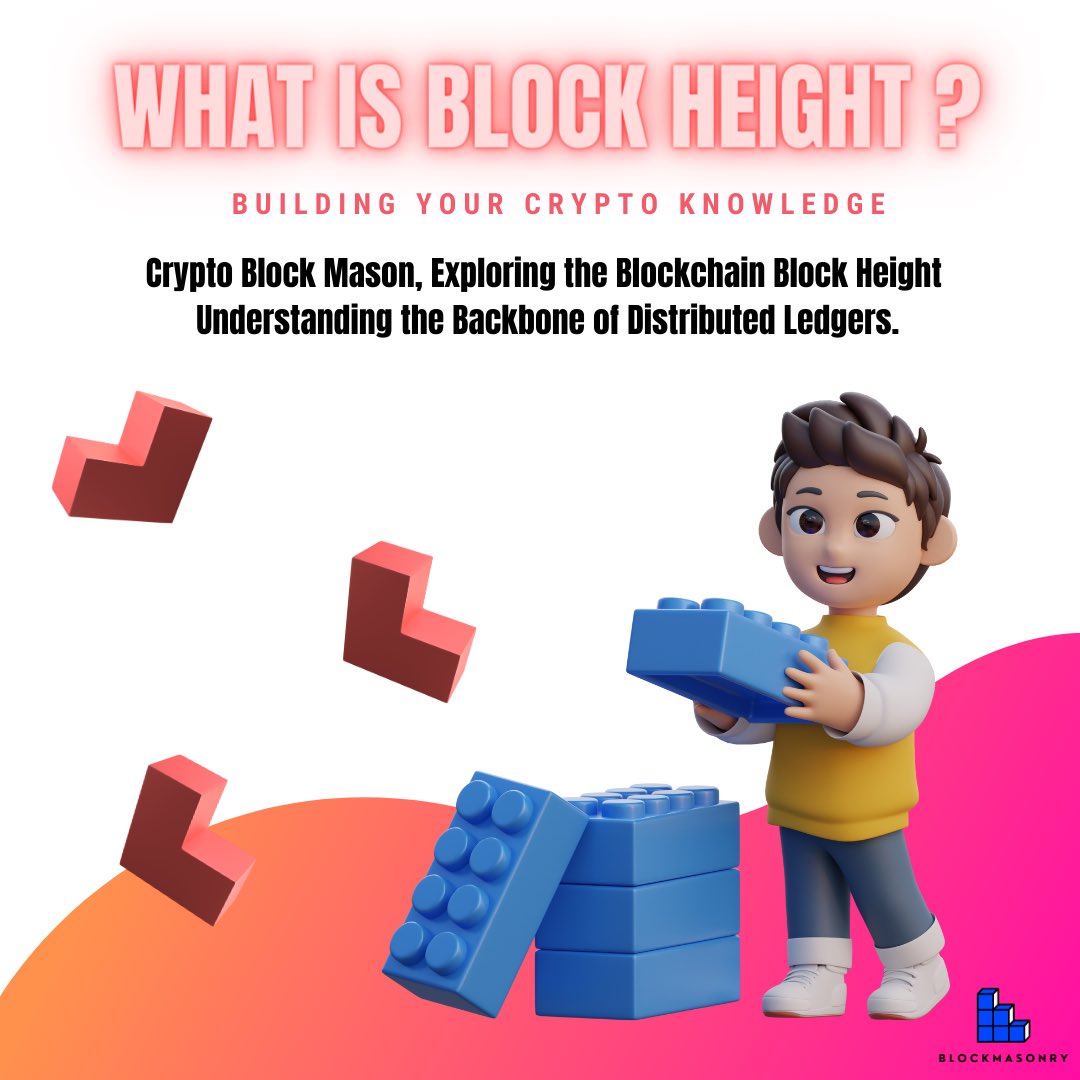 BlockmasonryAC's tweet photo. What is block height ?
Crypto Block Mason, Exploring the Blockchain Block Height Understanding the Backbone of Distributed Ledgers.
#blockchain #blockchaintechnology #education #blockmasonry #blockchainacademy #bitcoin #ethereum #xrp #crypto #cryptonews #blockchiancontents https://t.co/Ih91Tb5Apq