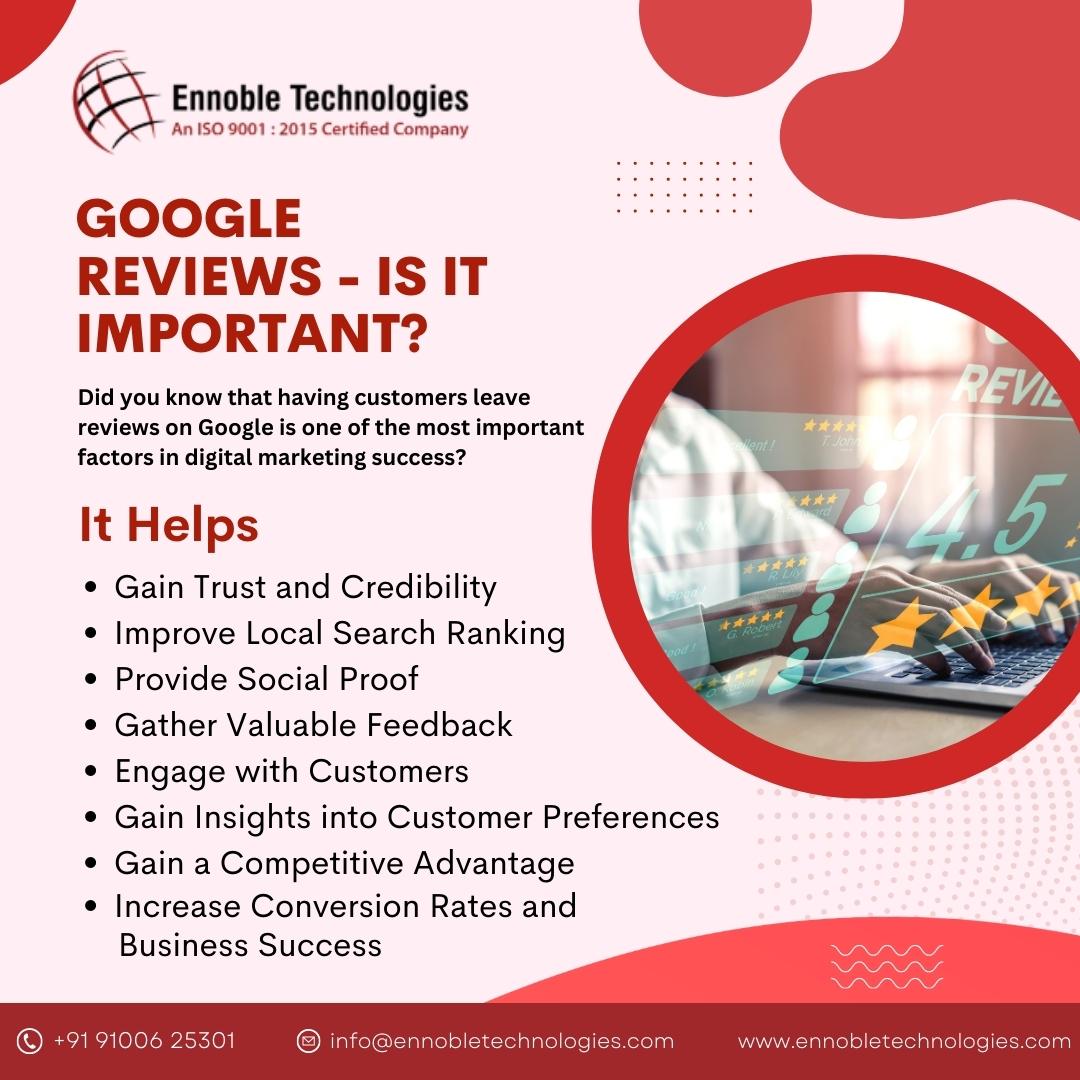 EnnobleTechno's tweet photo. 𝐆𝐨𝐨𝐠𝐥𝐞 𝐑𝐞𝐯𝐢𝐞𝐰𝐬 - 𝐢𝐬 𝐢𝐭 𝐢𝐦𝐩𝐨𝐫𝐭𝐚𝐧𝐭?
Did you know that having #customers leave #reviews on #Google is one of the most important factors in #digitalmarketing success?
Read More: https://t.co/Pm6jtvtxr2
#socialproof #potentialcustomers #EnnobleTechnologies https://t.co/s6Czs4vC8C