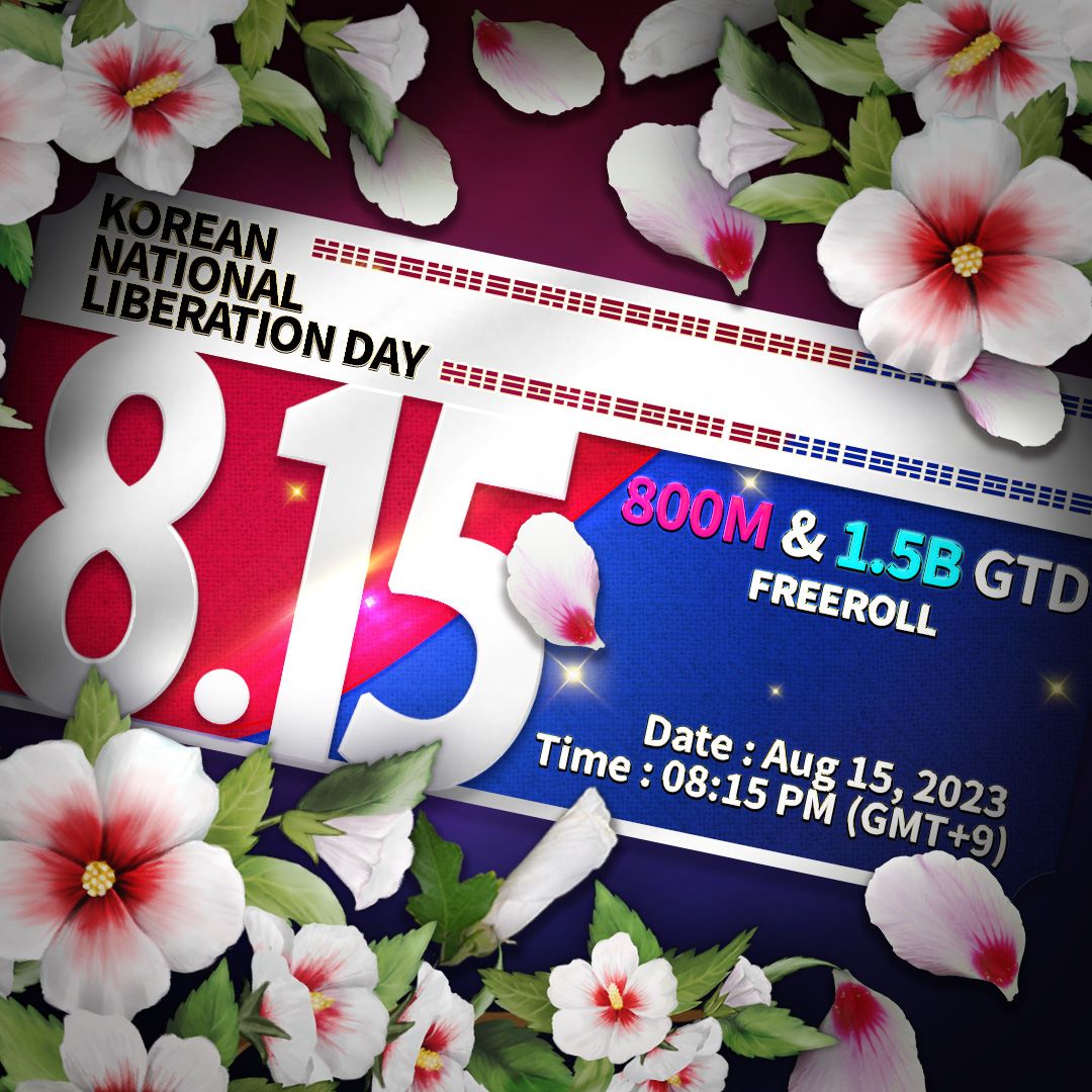 Fulpot's tweet photo. A freeroll tourney will kick off at 8:15PM tomorrow celebrating the most meaningful day in Korea known as ‘National Liberation Day’. 0.8B and 1.5B prizes await you!
#fulpot #poker #freeroll #event #광복절 #홀덤 https://t.co/AipBFvgf27
