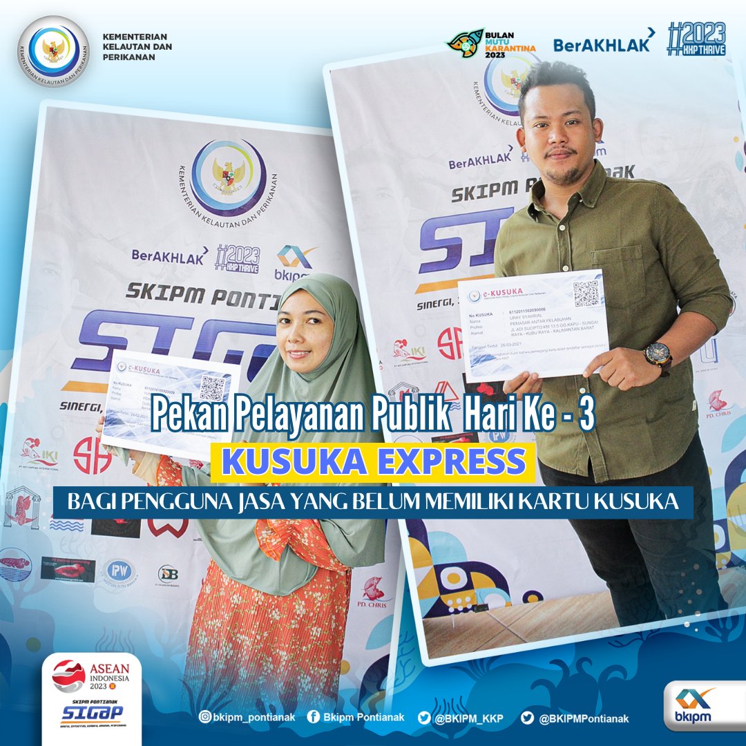 bppmhkp_pnk's tweet photo. Hai #SahabatBahari Pada Pekan Pelayanan Publik hari ke- 3 ini kami memberikan pelayanan pembuatan Kartu Pelaku Usaha Bidang Kelautan dan Perikanan (KUSUKA) dengan Giat kegiatan "KUSUKA EXPRESS". https://t.co/yg1Fhc59RF