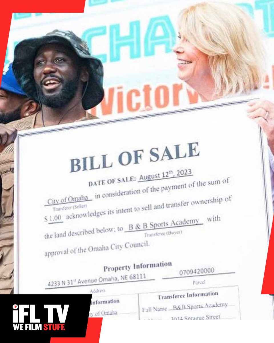 IFLTV's tweet image. Absolute class...

The Mayor of Omaha has sold a plot of land to Terence Crawford for $1 which is situated next to his gym so he can build more facilities alongside the gym for the community 👏🏼

#TerenceCrawford | #Omaha | #BoxingNews