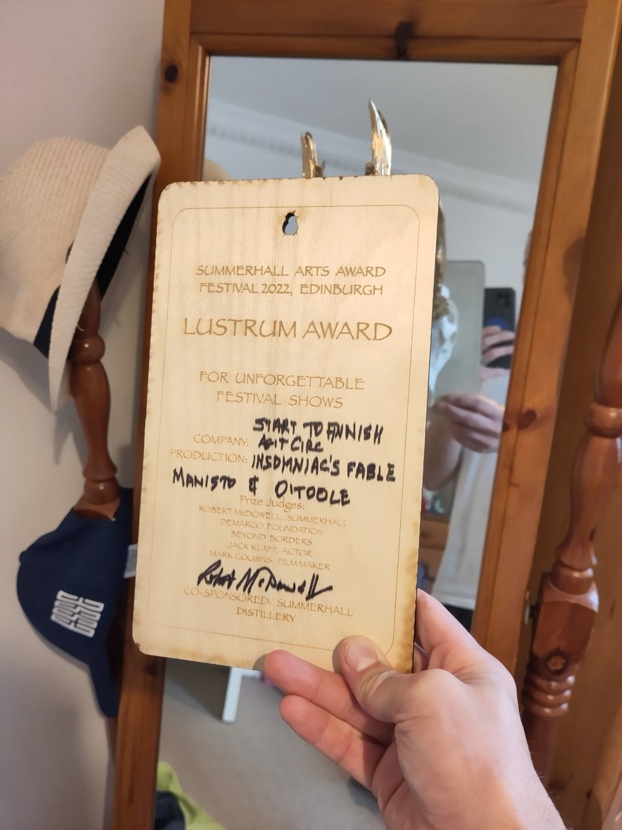 OMG!!! Mr. Robert McDowell gave us (a gilded scull of a muntjac) "Lustrum Award" for an "Unforgettable Show"!

I'm over the moon taken by this a <a href="/Summerhallery/">Summerhall</a> has always been my favourite venue at the Fringe.

Also thanks to Hongjia and Malou from  @starttofinnish !