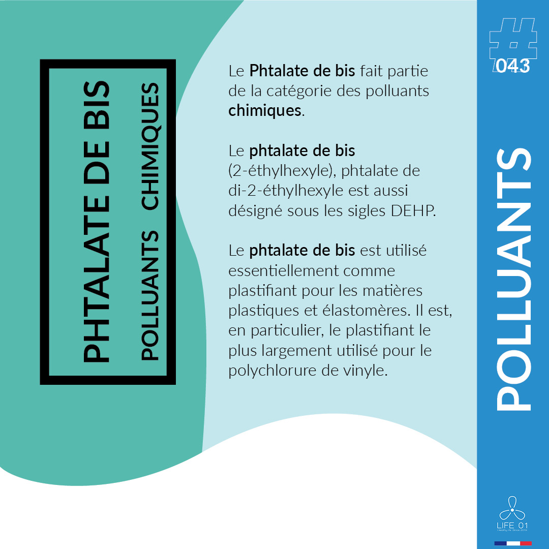 Polluants #043

Le Phtalate de bis fait partie de la catégorie des polluants chimiques.

Le phtalate de bis(2-éthylhexyle), phtalate de di-2-éthylhexyle est aussi désigné sous les sigles DEHP.

Respirez informés avec <a href="/Life01QAI/">Life 01</a> !

#IAQ #QAI #Life01 #Polluants #Contaminants #Sante