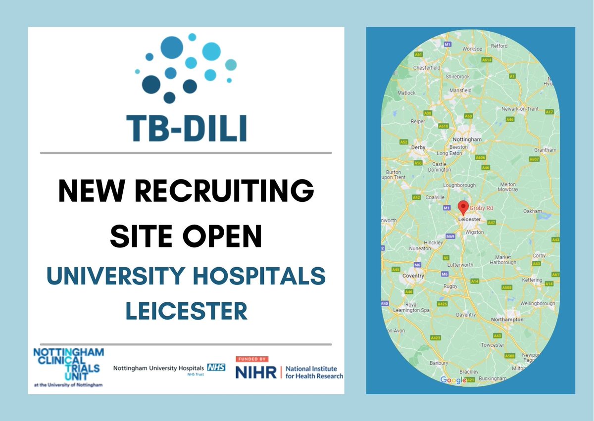 TB-DILI (@tb_dili) on Twitter photo We have just opened University Hospitals Leicester! #clinicaltrials We have just opened University Hospitals Leicester! #clinicaltrials