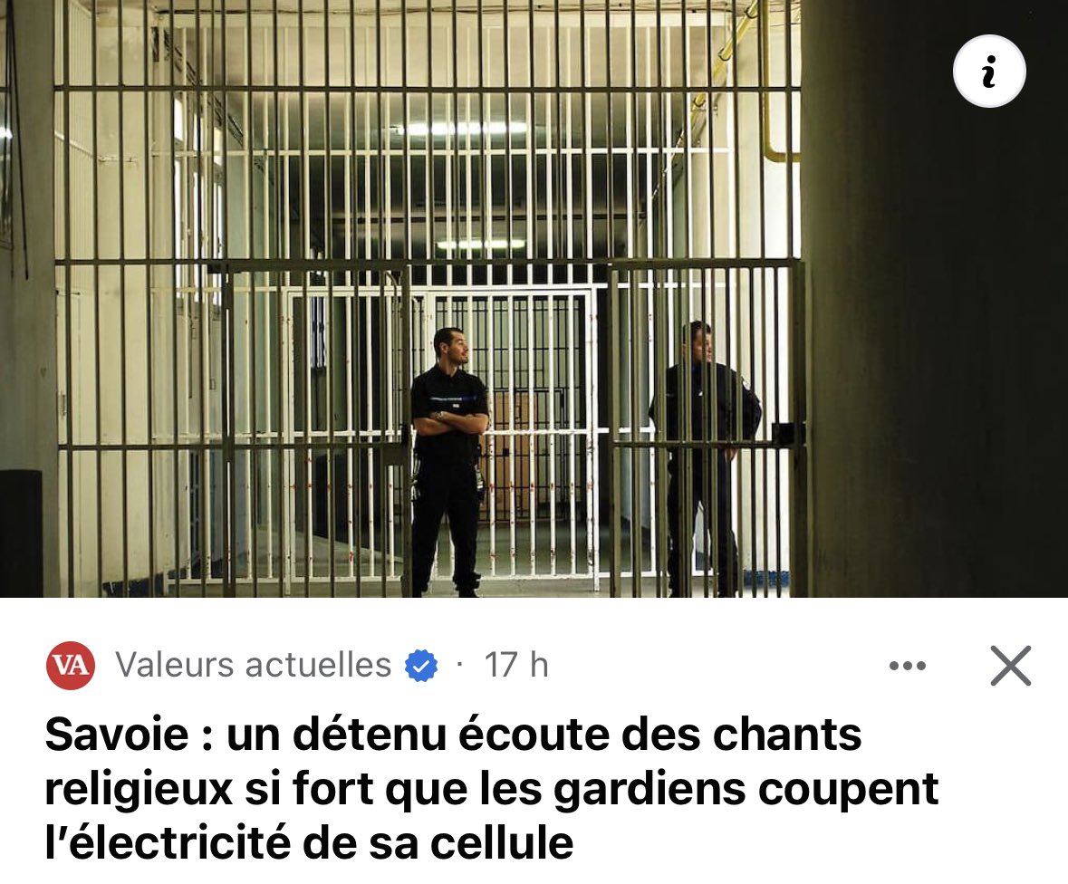 M_Dauchy's tweet photo. ☪️ A la prison d’#Aiton, tout près de chez nous aussi, des #islamistes font régner la terreur et tentent d’intimider les surveillants pénitentiaires. 

👉🏻 Une cellule capitonnée et une camisole me semblent plus adaptées pour ce genre d’énergumène ! https://t.co/HePxiY7XLa