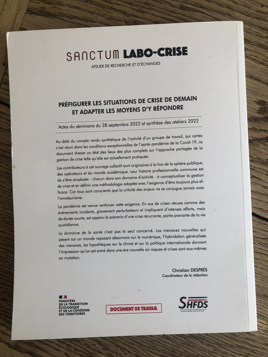 olivierparent_'s tweet photo. Ravi d’avoir contribué aux Actes 2022 de #SanctumLaboCrise du #SHFDS du #MTECT. 
Merci à Anne-Marie Duval et Christian Després de cette belle initiative et de m’avoir convié à y participer !
À consulter sur https://t.co/QSW2VAvtwg
A télécharger sur https://t.co/rT7zuwkMqq https://t.co/UMmHQYEG83