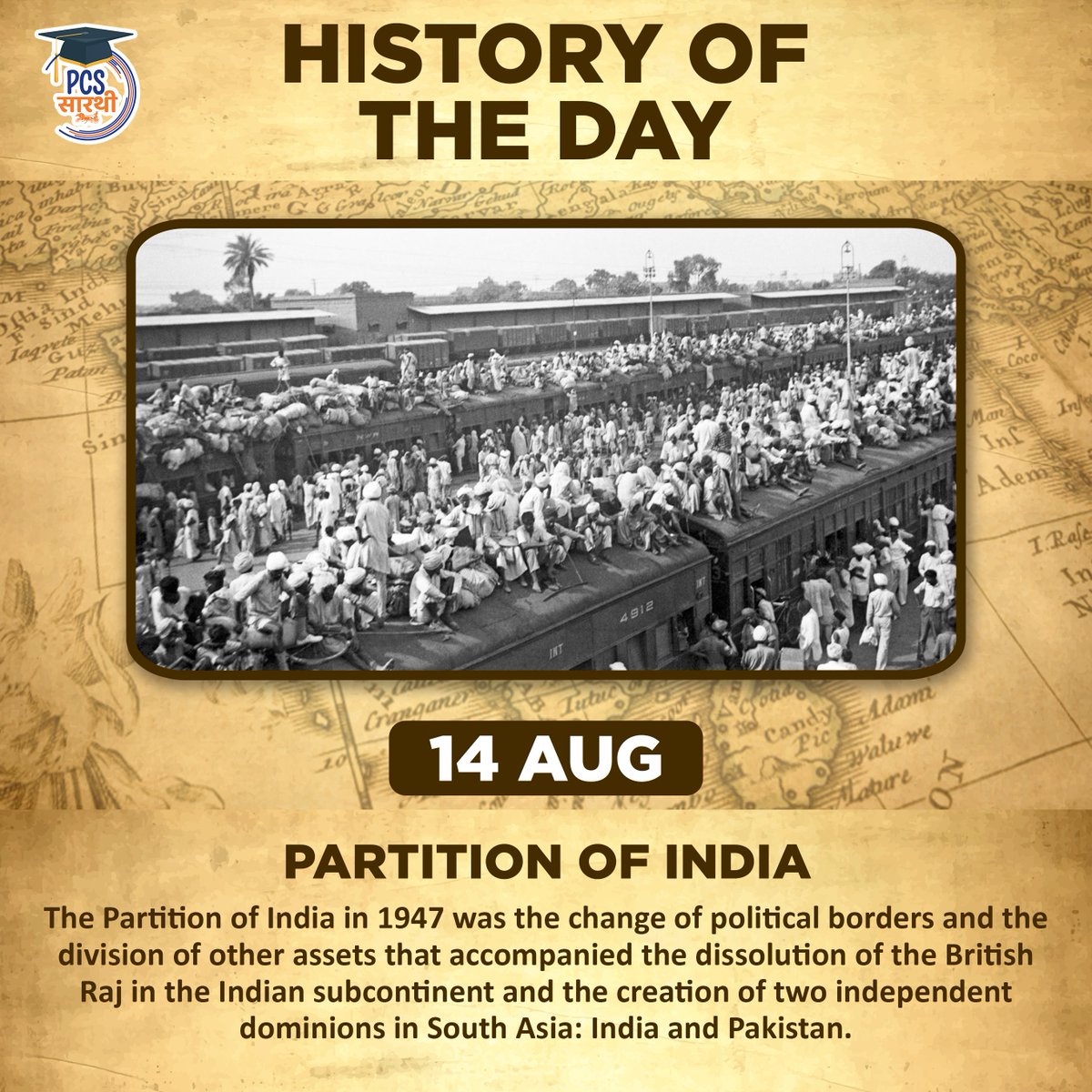 History of the Day

#partitionofindia #indiaspartition #india #politicalborders #britishraj #britishempire #indiansubcontinent #independentdominions #southasia #pakistan #todayhistory #indianhistory #upsc #cse #ips #ias