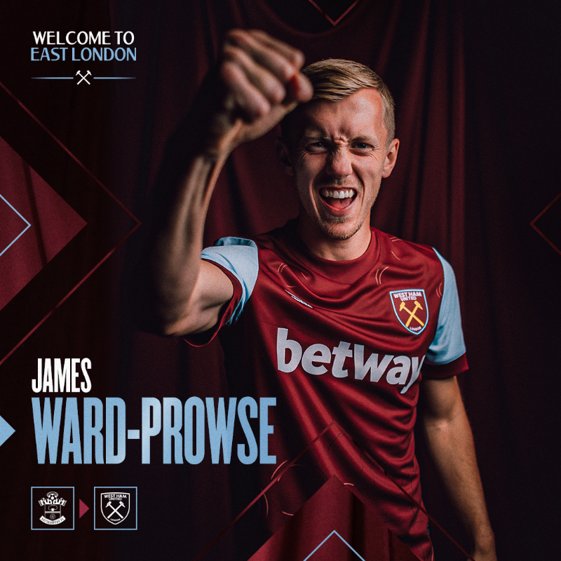 WestHam's tweet photo. We are delighted to announce the signing of England international James Ward-Prowse 🏴󠁧󠁢󠁥󠁮󠁧󠁿