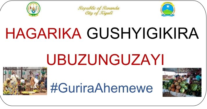 Tuributsa abantu bose kwirinda gushyigikira ubucuruzi bwo mu muhanda kuko buteza umwanda,akajagali n'umutekano muke kandi ubuziranenge bwabyo ntibuba bwizewe, bikaba bishobora kugira ingaruka mbi k'ubuzima;
Ucuruza n'ugurira ahatemewe bose bahanwa n'amategeko.

#GuriraAhemewe