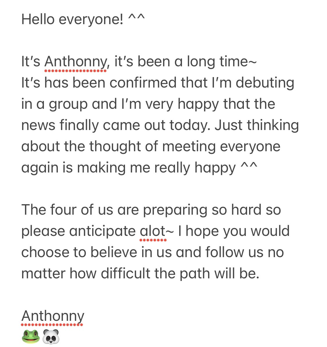 AnthonnyGlobal's tweet photo. [08.14.23] toz_yyent IG Update

ENG TRANS 
Anthonny Iinuma’s letter.

#ANTHONNY #안토니 #アントニー #飯沼アントニー https://t.co/rejpyzQzWl