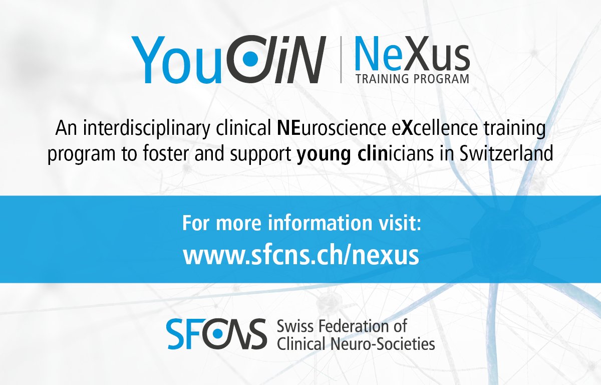 ⚠️👉The NEXUS training program for clinical neuro specialists in training is now accepting applications at sfcns.ch/nexus.html.

Apply until September 30, 2023 to enhance your expertise across clinical neuroscience disciplines during a 1-month clinical rotation.