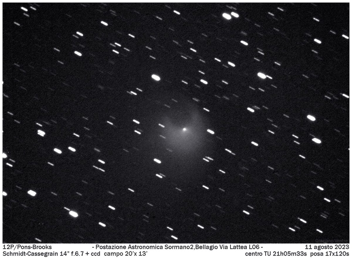Piero_Sicoli's tweet image. #12P #PonsBrooks #outburst on Aug. 11, 2023 from Osservatorio Astronomico Sormano2, L06 (G. Ventre)