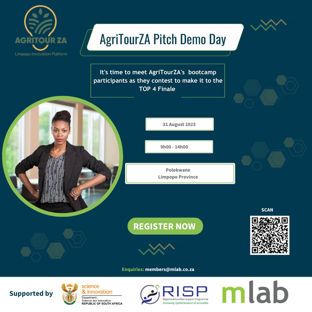 mlabsa's tweet photo. We are excited to extend a kind invite to you to attend our startup demo day. Our startup support programme @AgriTourZA is hosting a demo day where startups will showcase their products in front of potential investors and partners.

RSVP here: https://t.co/iAMRjXmgLG
#AgriTourZA https://t.co/o6LaIs4Miz