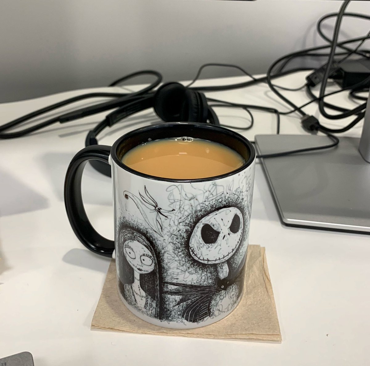 _sharonsmith1's tweet photo. Officially claimed my desk in the office by adding my own tea cup! Jack and Sally, 2 of my favourites!! Better late than never!! Lol 👻 https://t.co/0KYDy29FTO