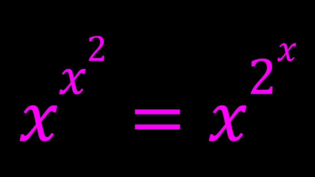 SyberMath's tweet photo. A Good Exponential Equation | x^{x^2}=x^{2^x}
#ExponentialEquations #Exponentialsvia @YouTube @Apple @Desmos @NotabilityApp @googledocs @canva
https://t.co/AGaHRHjFen https://t.co/sSX6R9gCtY