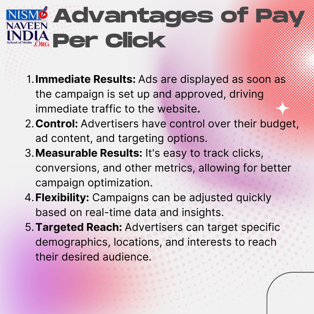 naveenindiaorg's tweet photo. Advantages of Pay per click.
Learn Digital marketing and many more skills at the best price.
Visit https://t.co/mWYkGXTamM
#PPCProficiency #ClickForConnections #linkedinadvantages #PPCStrategy #ClickToGrow #digitaladvertising #ClickToSuccess #digitalmarketingmagic🚀📈✍️ https://t.co/LWiJGxs6Dk