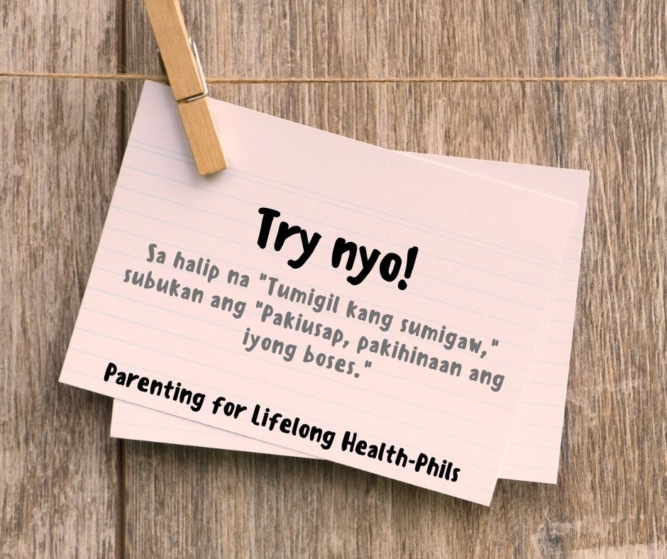 Parenting Tip for today:

Gumamit ng positibong pananalita.

Kasama ng pakikinig at pakikiramay, ang positibong pananalita ay nakakatulong sa mapayapa at masayang tahanan sa gitna nitong nakakastress na panahon. #positiveparenting #MasayangPamilya #playfulparenting