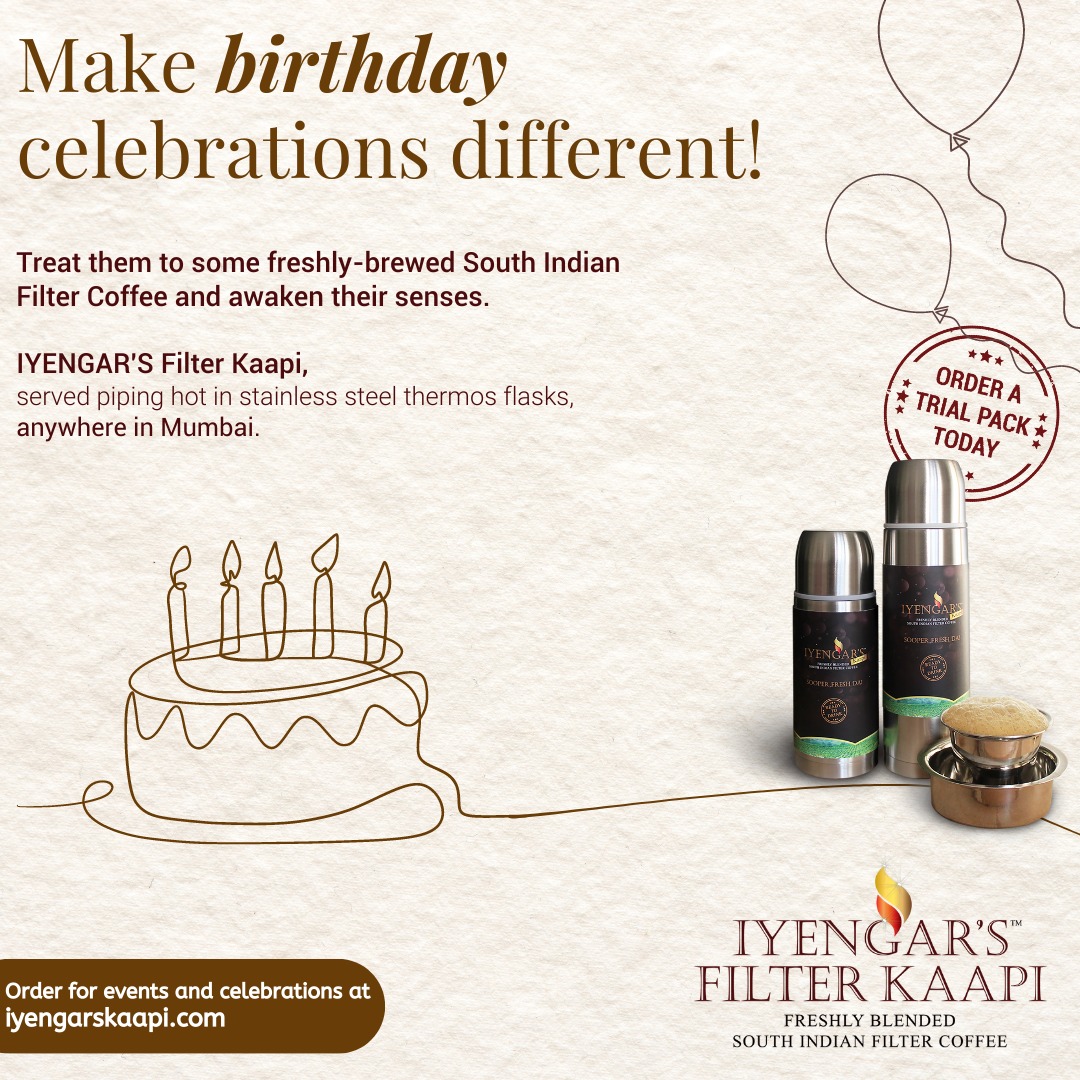 iyengarskaapi's tweet photo. Pouring Birthday Bliss! 📷 Awaken your senses with the aromatic charm of South Indian Filter Coffee, a perfect brew for an unforgettable celebration! 📷📷
Available across Mumbai!
.
For more info- https://t.co/AvmzyXYNiy
.
.
.
#iyengarskaapi #filterkaapi #southindianfilterkaapi https://t.co/a6TJiqo8A6