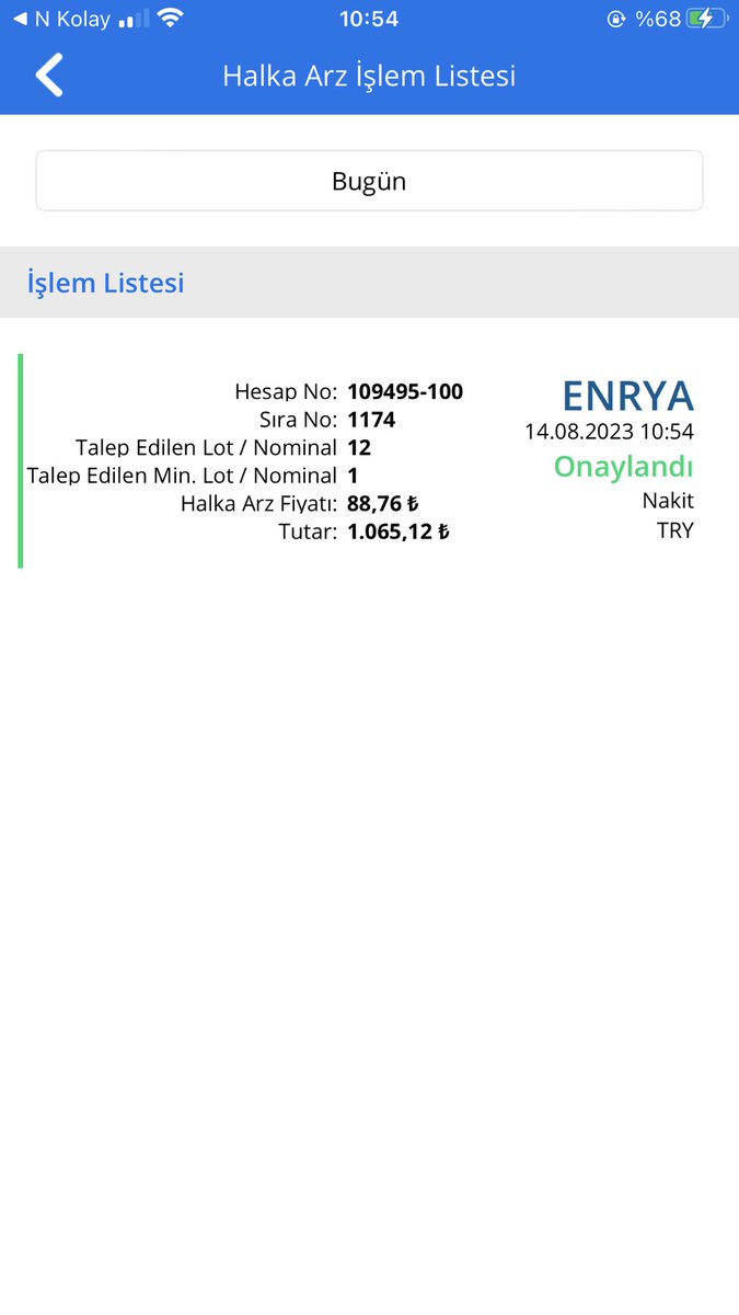 Halka arzlara katılmaya devam ordan kazandıklarımı da kriptoya yatırıyorum  

İzmir enerji #ızenr  🤑
Ofis yem #Ofsym 🤑
Tatlıpınar Enerji #taten 🤑
Bay Döner #bydnr 💔
Enerya Enerji #ENRYA 🤑