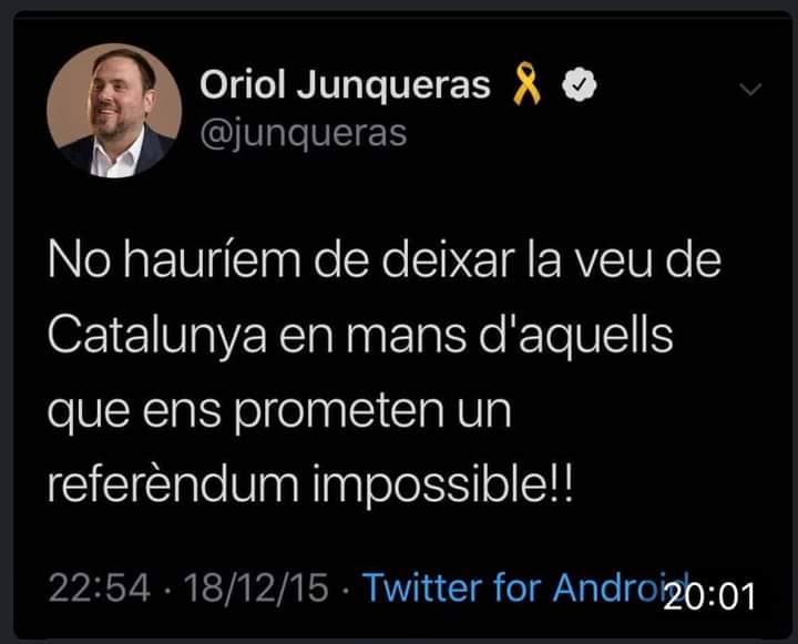 s0msirem's tweet photo. @MarcCandela Genuflexió d facto sin q se note muxo.
Si mireu el q ns venieu durant lustres, jo vaig ser-ne simpatitzant fins el #21D2017, i el q ns veneu ara. La paradoxa és q això mateix aleshores ns perjuràveu ns portava a la liquidació naturalitzada x nos.
No hi ha recorregut sota llei ESP https://t.co/0y6k547gIB