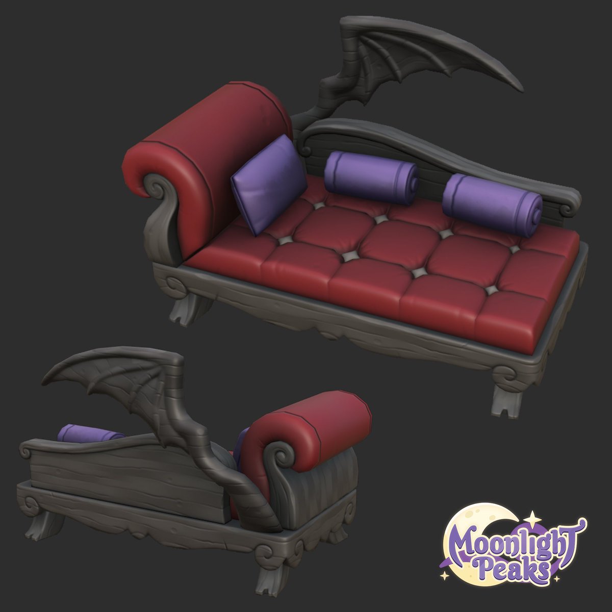 From first sketch to final model! 💜🌙

#gamedev #indiedev