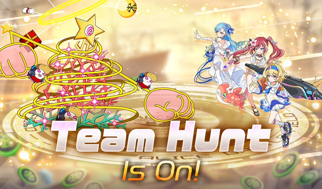 《From 8/23(Wed)5:00(JST)》 🐰The Team Hunt is ON!🐰 Work together with your Team and take down the boss! Clim to the top of the ranking 💪 #ALICEFiction