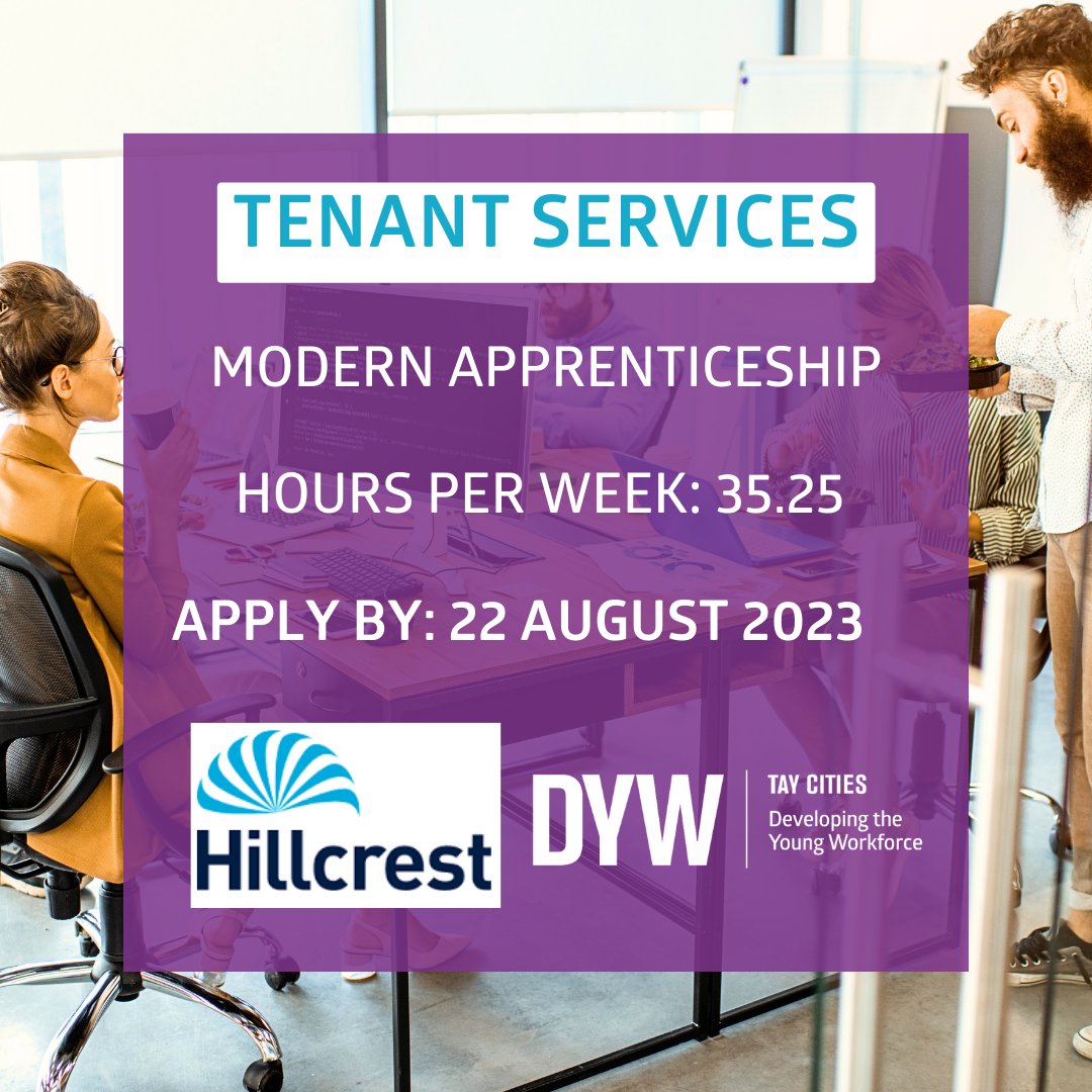 Another amazing apprenticeship opportunity with Hillcrest as a Tenant Services Apprentice.

While working full time you will also study towards an SVQ Level 6 Qualification in Business Administration. 

Find out more and apply here - zurl.co/EO2D 

#DYWTayCities