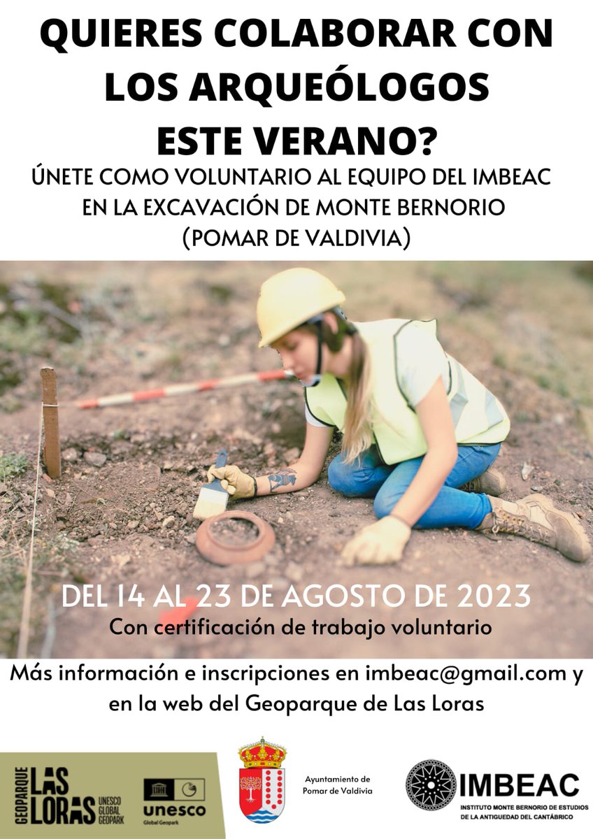 Unete como voluntario inscripción en imbeac@gmail.com o en
geoparquelasloras.es

#voluntario #arqueologia #patrimonio
