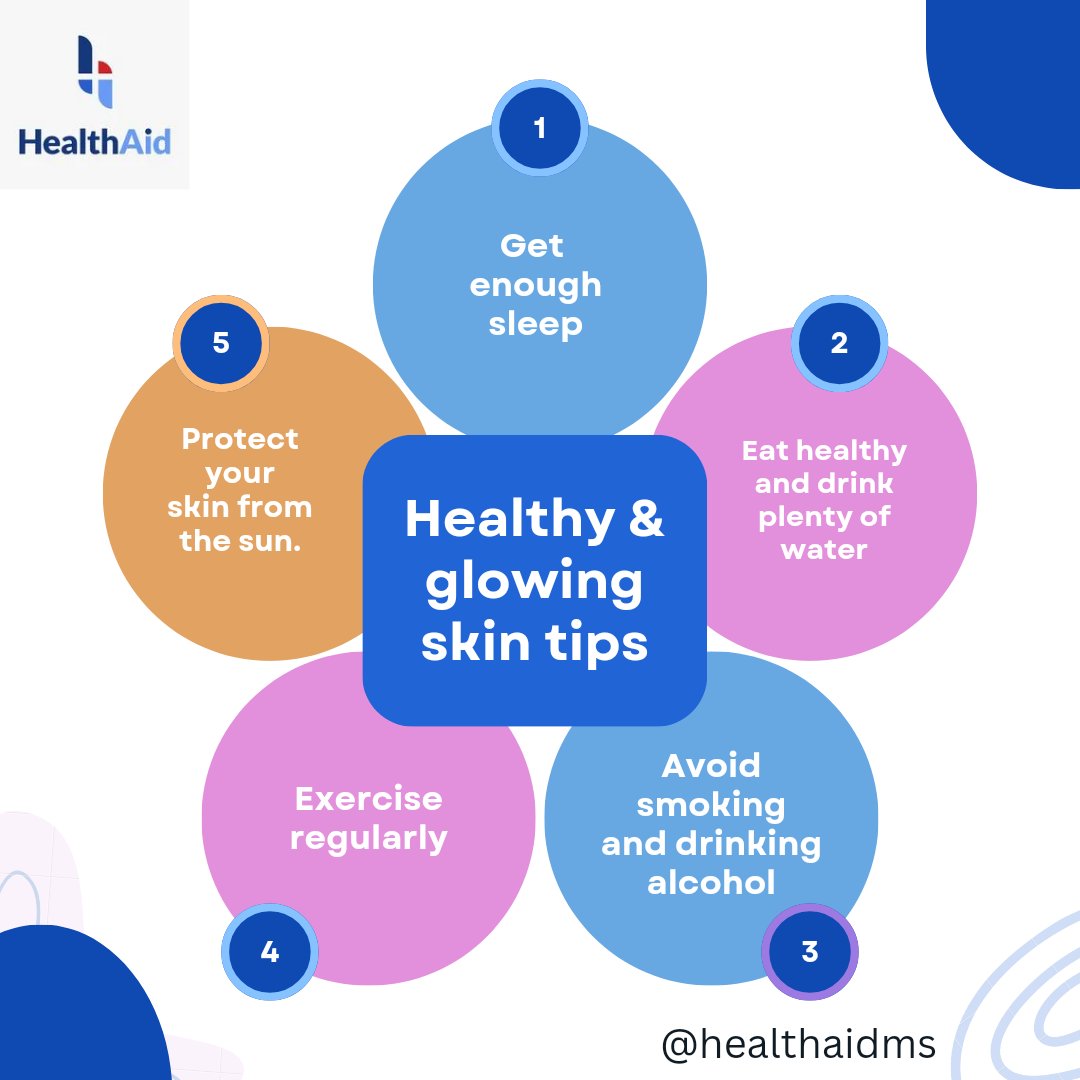 Healthaidms's tweet photo. Simple tips for a healthy and glowing skin. https://t.co/06sz9SBK1M