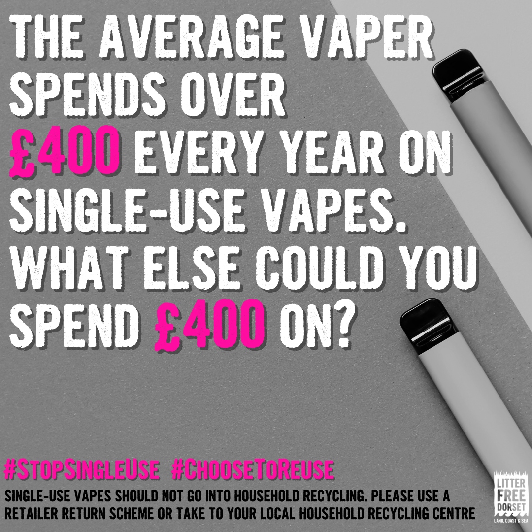 #MakeTheChange to reusable vapes and save money while reducing waste! ♻️ 

Don't forget to recycle your used single-use vapes at a Household and Waste Recycling Centre or via a retailer return scheme. 

For more info on single use vapes click the Linktree in our bio.