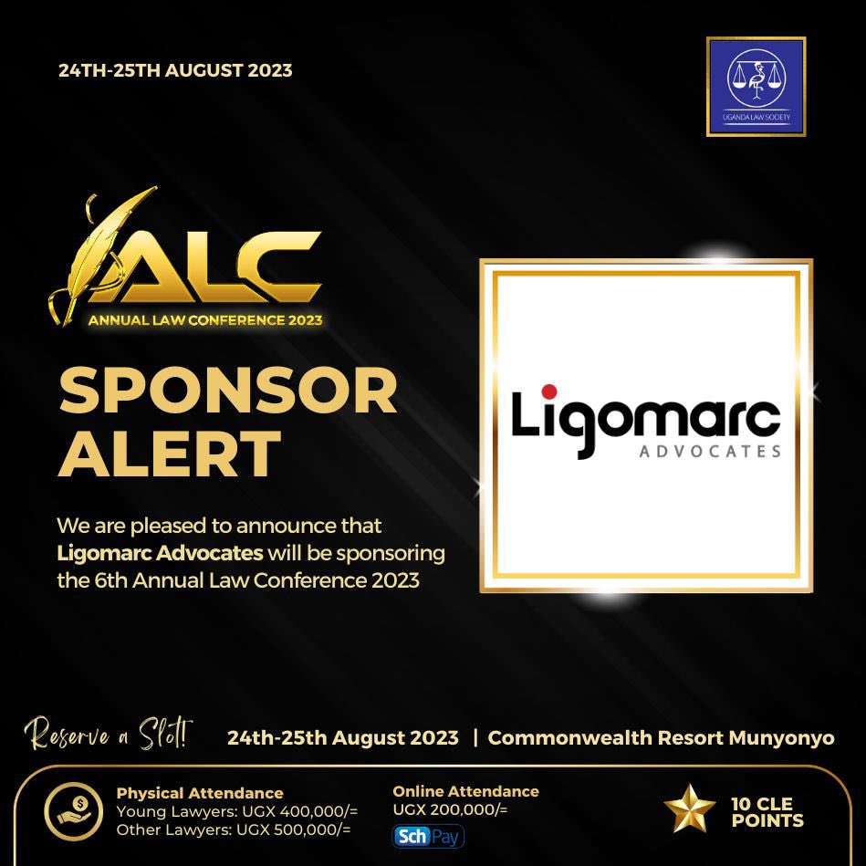 ug_lawsociety's tweet photo. Sponsor alert for the ULS 6th Annual Law Conference slated for 24-25 August, 2023 at Commonwealth Resort-Munyonyo.
@LigomarcAdvtes @afyanahakiug https://t.co/rJe55a1UcL