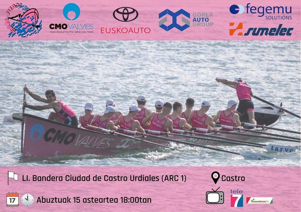 Bihar asteartea, LI. Bandera Ciudad De Castro Urdialesen jokoan egongo gara gure ERREKArekin Castron. Eta 18:00etan emango zaio hasiera.

Estropa guztitan bezala estropada etxetik ikusteko aukera izango duzue, Tele7 eta EuskalkirolaTB-ri esker.

AUPA SAN JUAN!
Banderaren bila!