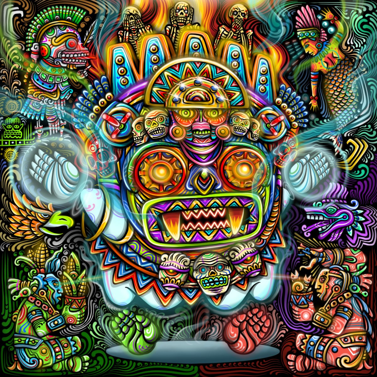 ' Aztec Dark God ' 
Tells about the God of Ghosties ' Aztec Dark God ' the ancestors of the Ghosts came from the Aztecs. Worshiped as Ghosties with the strongest power of Death. The Gods of each Worship Him as the Master of Death.<a href="/GhostiesOnPoly/">Ghosties | Mint Live 📜</a> #GhostiesArtComp 😈👻