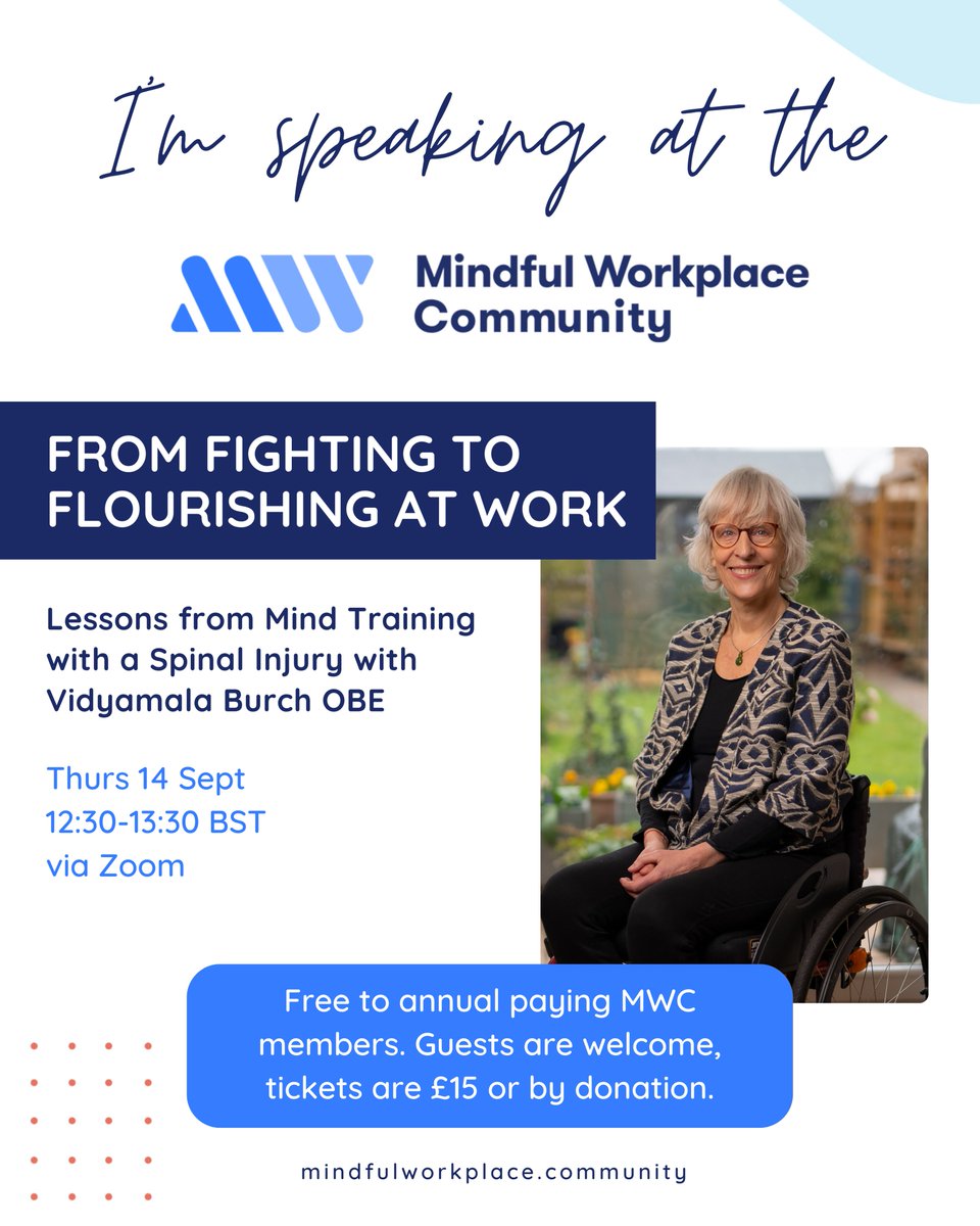 I'm excited to be speaking to the Mindful Workplace Community on how to manage pain and discomfort at work. I’ll be sharing my journey of living with health challenges and sharing some useful hacks to bring about greater ease. To get your ticket visit: mindfulworkplace.community/event/from-fig…
