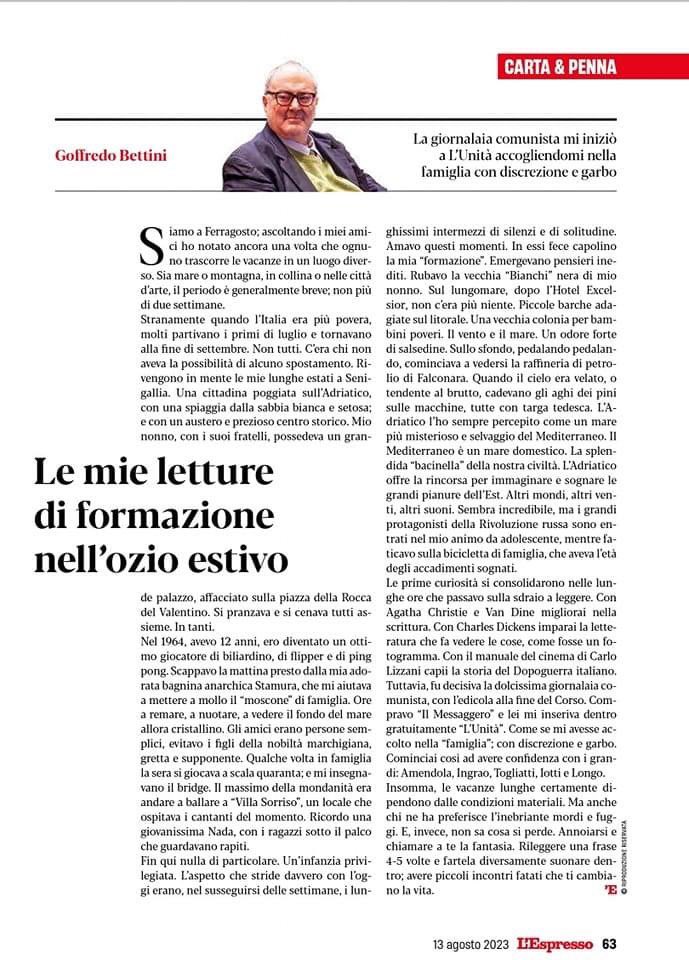 Cari amici,
Vi segnalo il mio intervento sull'Espresso