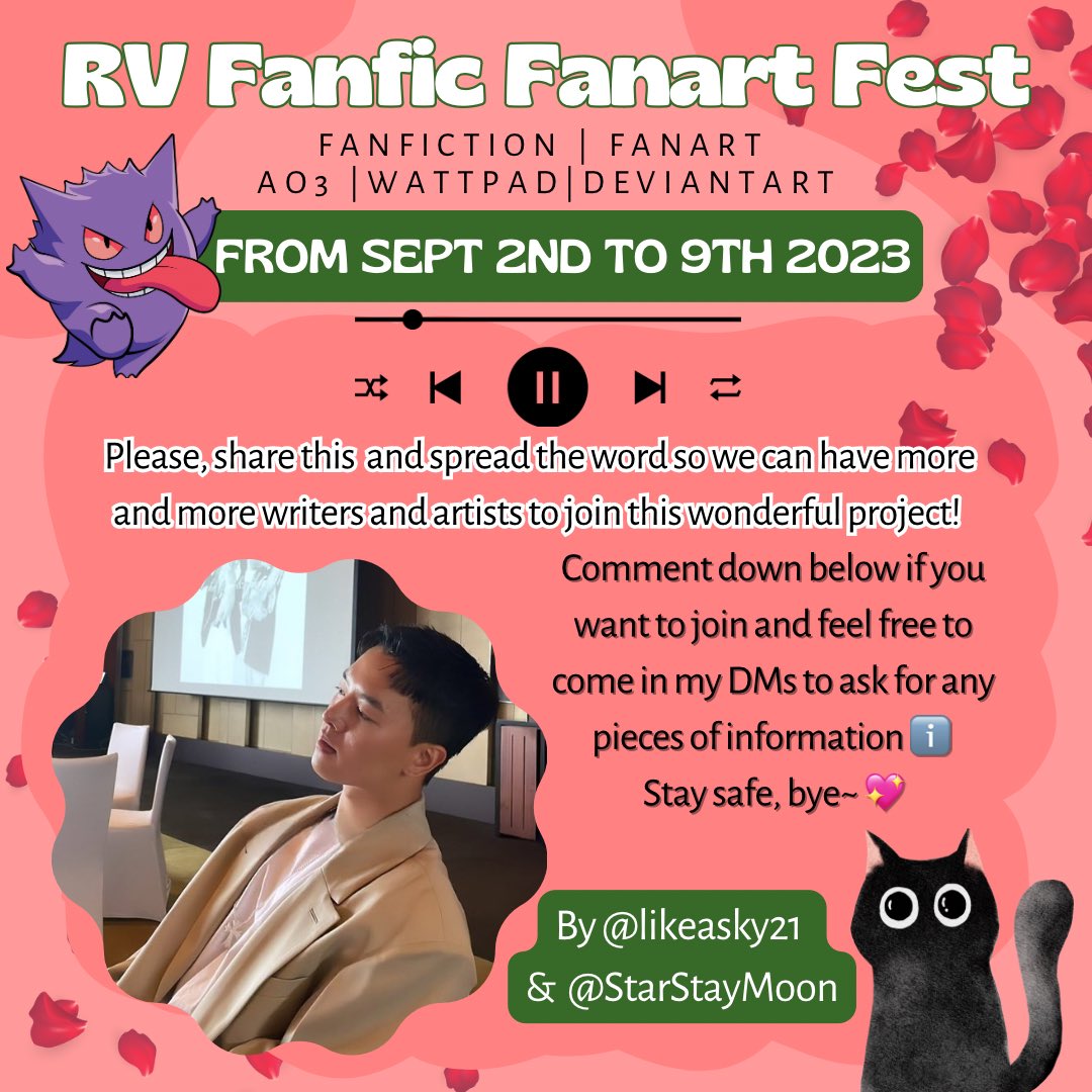 sunnytheauthor's tweet photo. 🌹RV Fanfic Fanart Fest 2023 🔥

Our beloved #RAVN has his birthday coming up so, me and @StarStayMoon thought to also hold a teeny tiny #FANFICTION and #FANART FEST! Please, spread word!! 📝

#HappyBirthdayRAVNFromJjonyangdan #RAVN #RVFanficFanartFest2023 #RVFanfic #RVFanart https://t.co/aGMGlpK9R1
