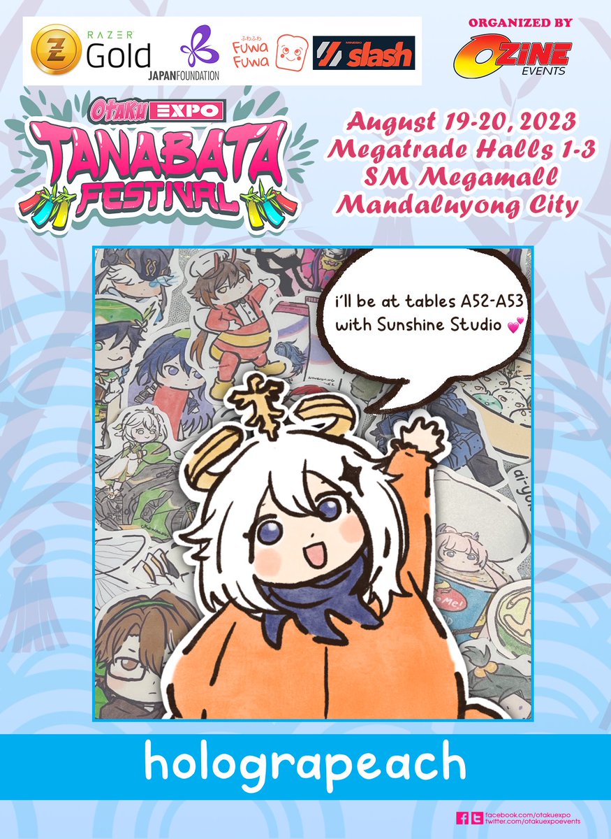 hiiii i’ll be in Otaku Expo Tanabata Festival 2023 this August 19-20 in Megatrade Halls 1-3, SM Megamall ✨

i’ll be tabling with my besties @MuriLayt and @mikicho_art at tables A52-A53 🤩

see you guys there!