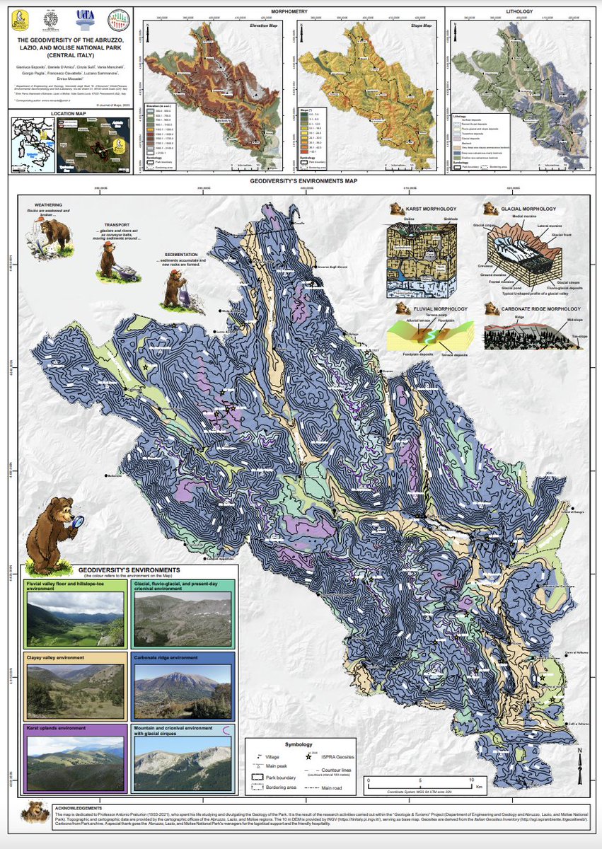 "The geodiversity of the Abruzzo, Lazio, and Molise National Park (Central Italy)" by Esposito et al. 

Full open access article here: doi.org/10.1080/174456…