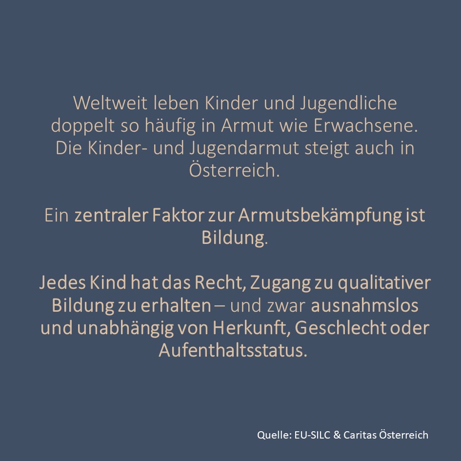 Ein zentraler Faktor zur Armutsbekämpfung ist Bildung. Deswegen gilt es einen niedrigschwelligen und offenen Zugang zu Bildung für alle Kinder unabhängig von Herkunft, Geschlecht oder Aufenthaltsstatus zu gewährleisten.
.
.
#kinderundjugendarmut #Kinderarmut #armutbekämpfen
