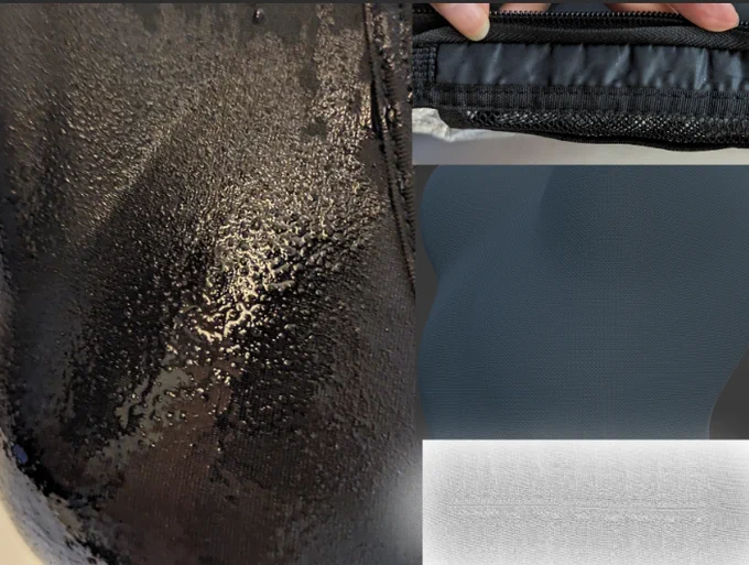 を目指しました。水着は一度グリザイユで仕上げたものに3Dでいくつかのテクスチャを生成して混ぜ合わせたものをベースにハイライト部分などを下着を濡らして上手い事合成しました青い部分や縫い目なども写真からブラシ作って使用しています→ 
